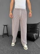 Su Yolu Çizgili Cepli Pantalon - Kahverengi resmi